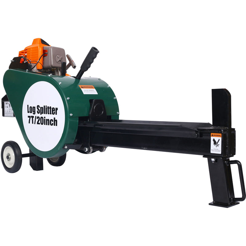 Portable Double Flywheel Electric Log Splitter 7 Ton Gas Log Splitter With Auto Return Steel - Gray