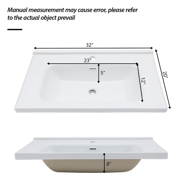 Modern Rectangular Vanity Top With Overflow For Bathroom