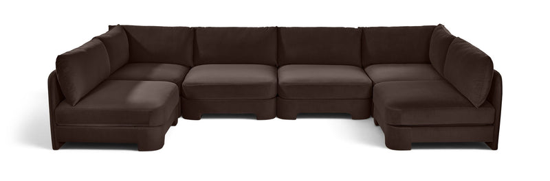 Hammond - Velvet Performance Fabric Upholstered 6 Piece U-Shaped Armless Sectional