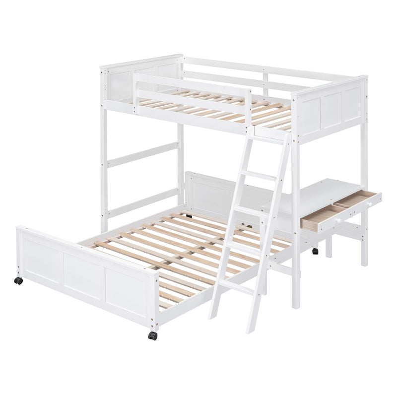 Full Over Full Bunk Bed With Desk