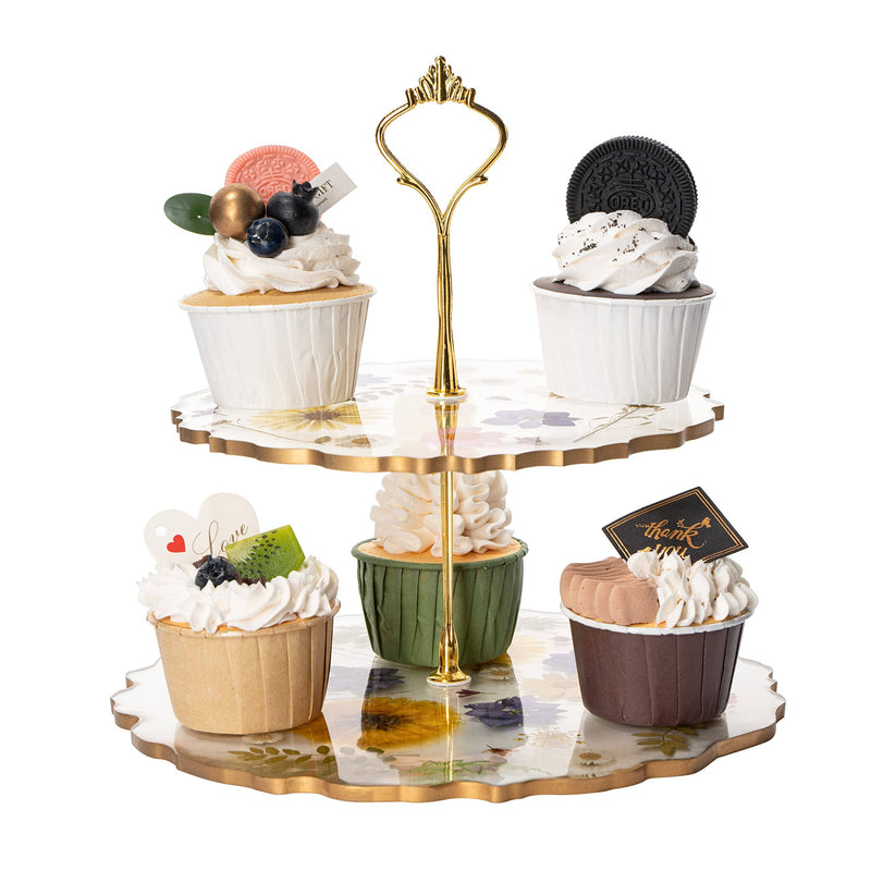 Floral Cupcake & Cake Dessert Stand, Resin Flower Tower