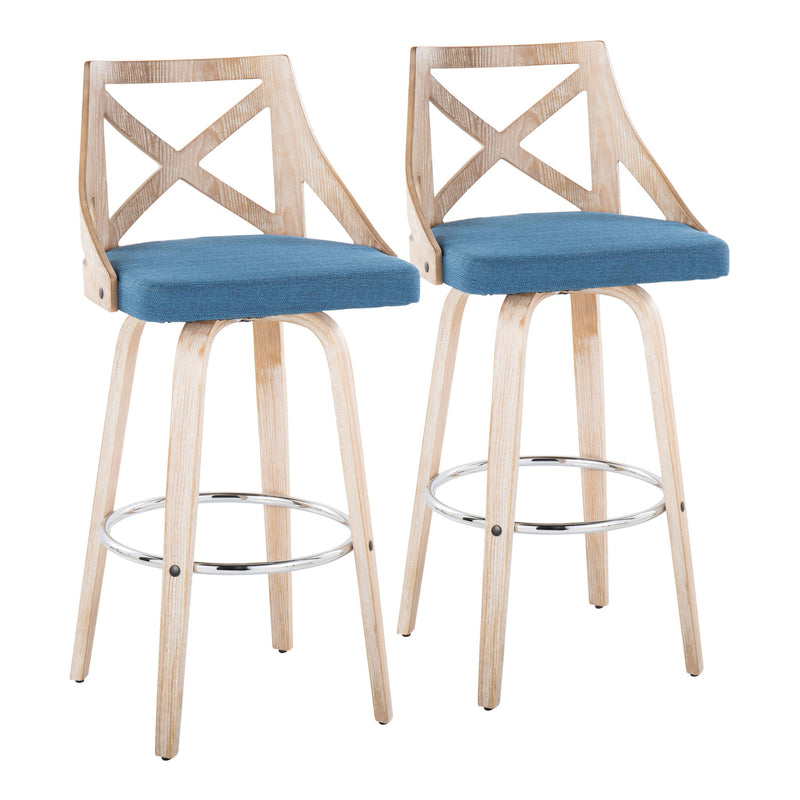 Charlotte - Farmhouse Fixed Height Bar Stool With Swivel And Round Footrest (Set of 2)