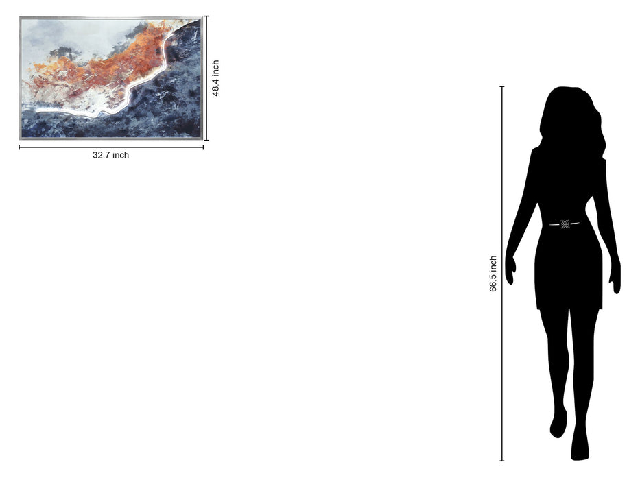 "Ethereal Glow" Hand-Embellished LED In Frame - Silver / Orange / Blue