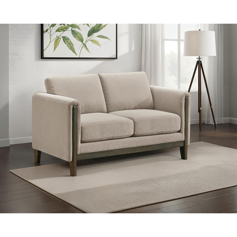 Fisher - Upholstered Panel Arm Loveseat - Taupe