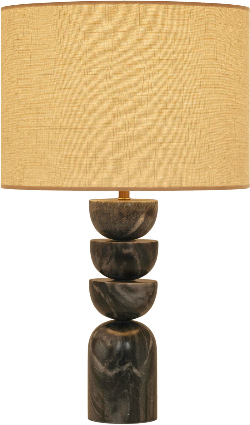 Opus - Genuine Marble, Linen Textured Fabric And Brass Table Lamp