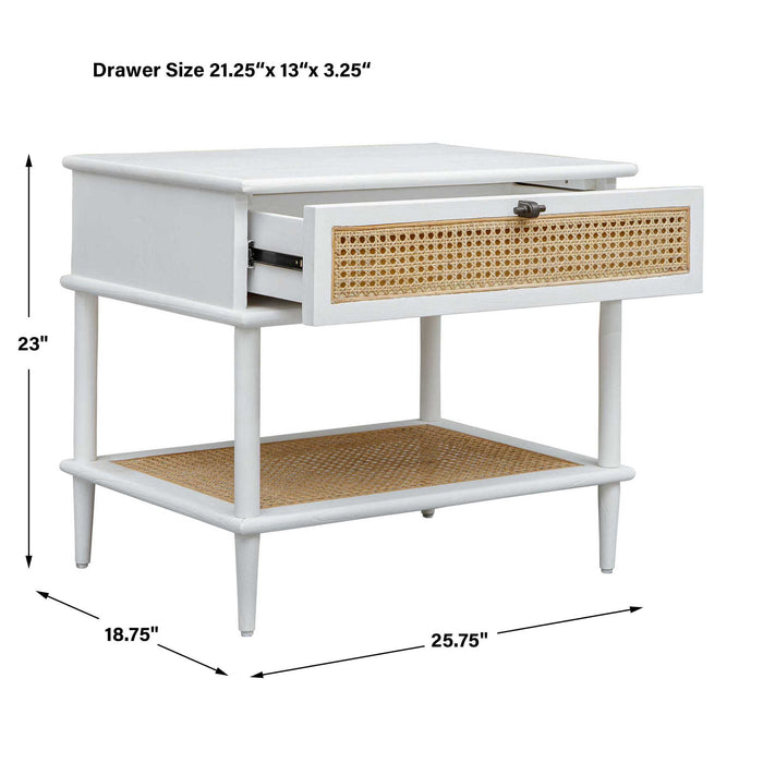 Coast - Rattan Side Table - White / Woodtone