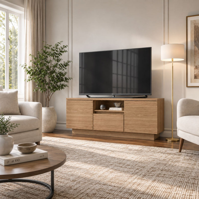 TV Stand For TVs Up To 50" With 1 Drawer And 2 Doors - Oak