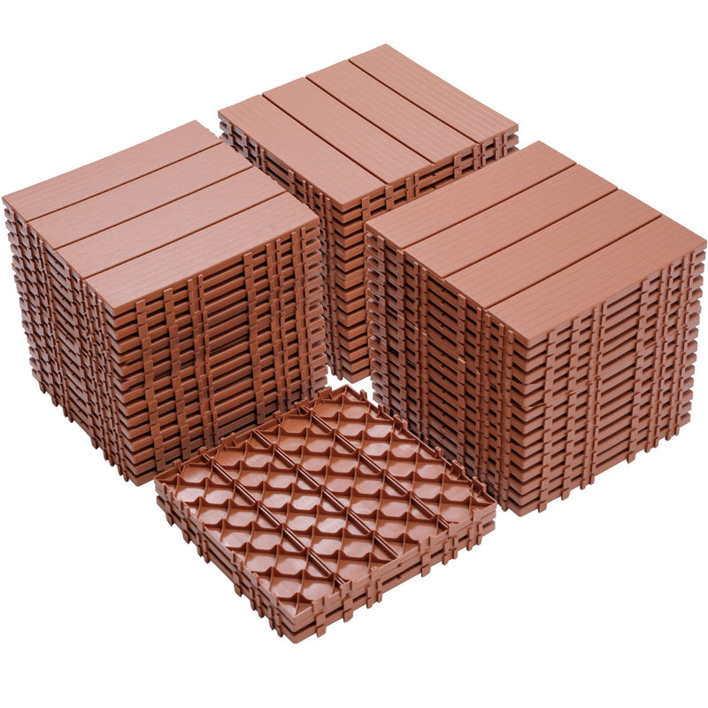 Plastic Interlocking Deck Tiles, Waterproof All Weather Use
