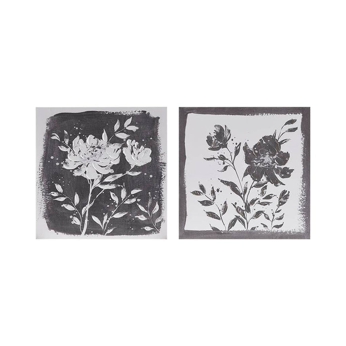 Floral Black and White Canvas Wall Art | Set of 2