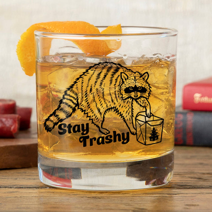 Rocks Glasses | Raccoon Glass | Funny Glasses | Stay Trashy