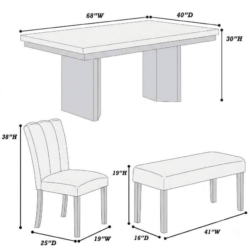 2 Tone Dining Table Set With Upholstered Side Chairs