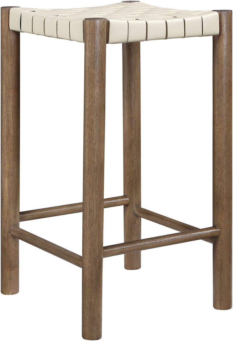 Entwine - Vegan Leather Upholstered Backless Counter Stool - Painted Brown