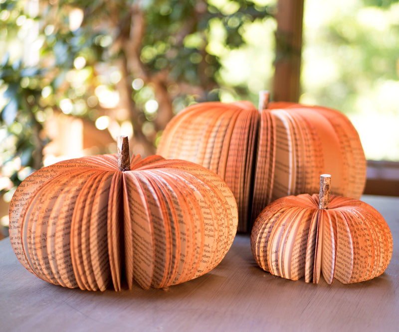 Book Pumpkin, Rustic Orange, Fall, Thanksgiving, Halloween