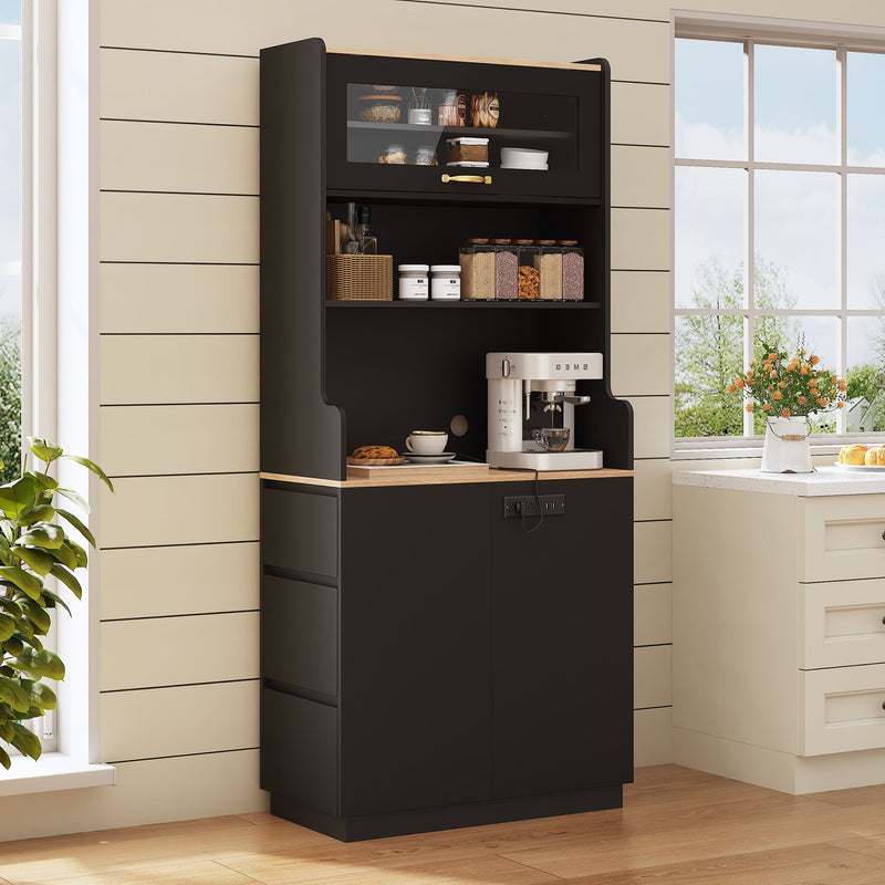 Pantry Cabinet With Hydraulic Flip Top And USB Charging Port