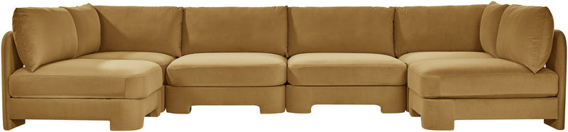 Hammond - Velvet Performance Fabric Upholstered 6 Piece U-Shaped Armless Sectional