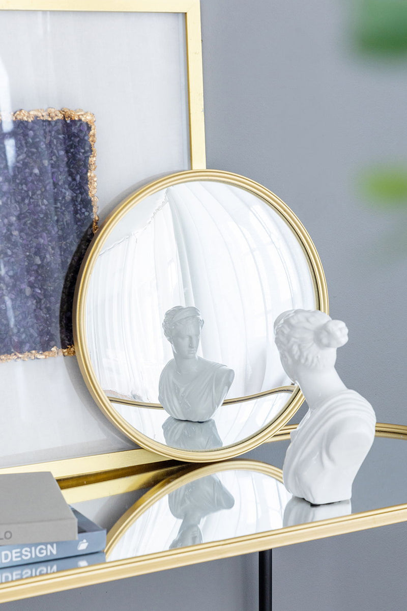 Round Mirror, Circle Mirror With Iron Frame For Living Room Bedroom Vanity Entryway Hallway