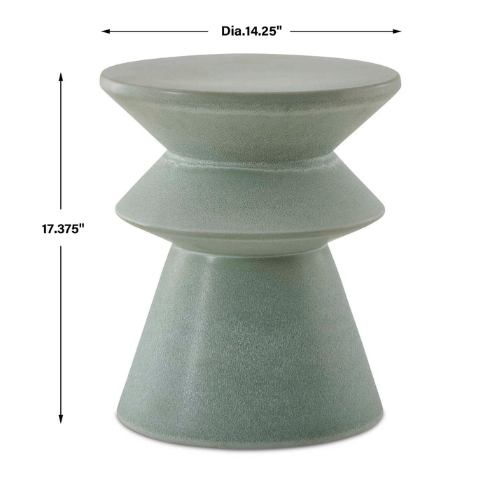 Imogene - Glaze Garden Stool - Seafoam
