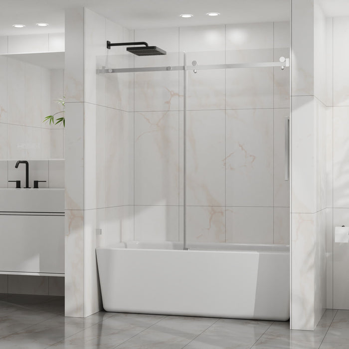 Frameless Tub Sliding Shower Door With Easy Clean Coating