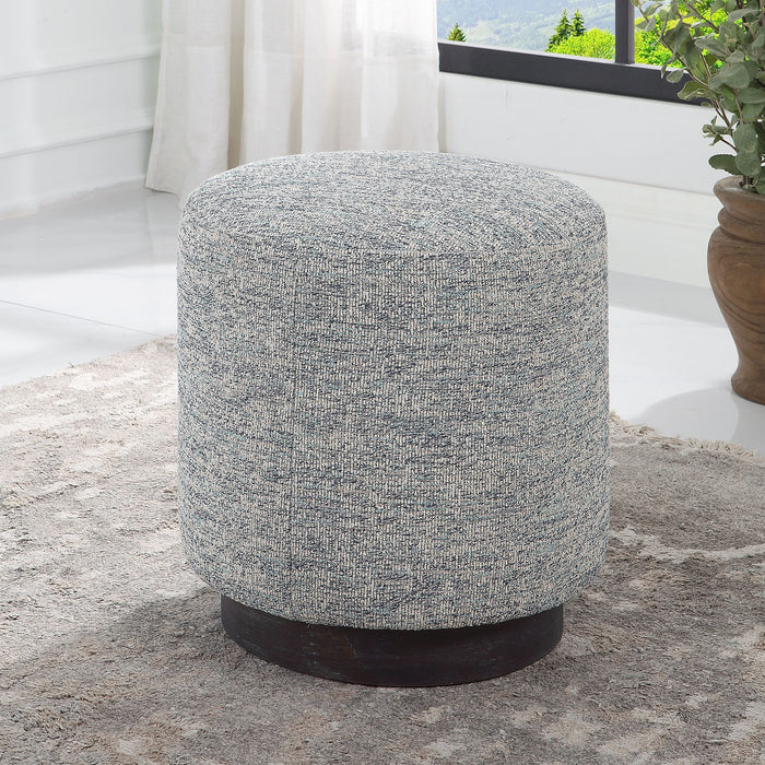 Avila - Tweed Round Ottoman - Silver