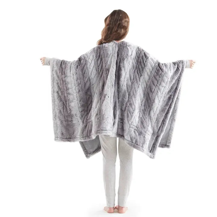 Heated Wrap Faux Fur Wearable Blanket Electric Throw
