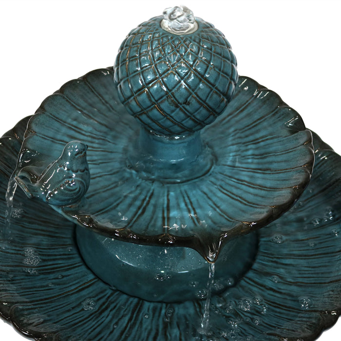 2-Tier Resting Birds Ceramic Water Fountain