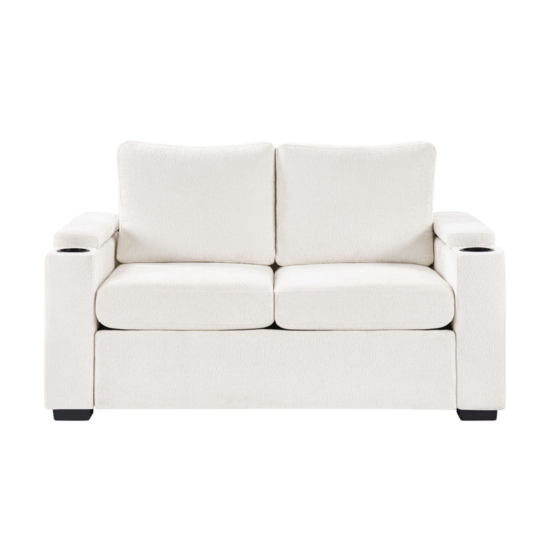 Pull Out Sofa Bed Loveseat With Twin Mattress, Cup Holders And Arm Storage