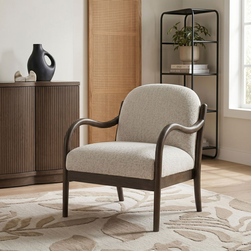 Helmsley - Performance Fabric Upholstered Accent Chair - Brown Frame