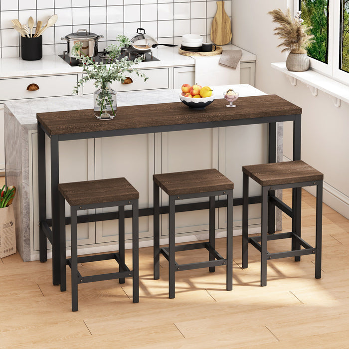Modern Design Long Dining Table Set With 3 Stools
