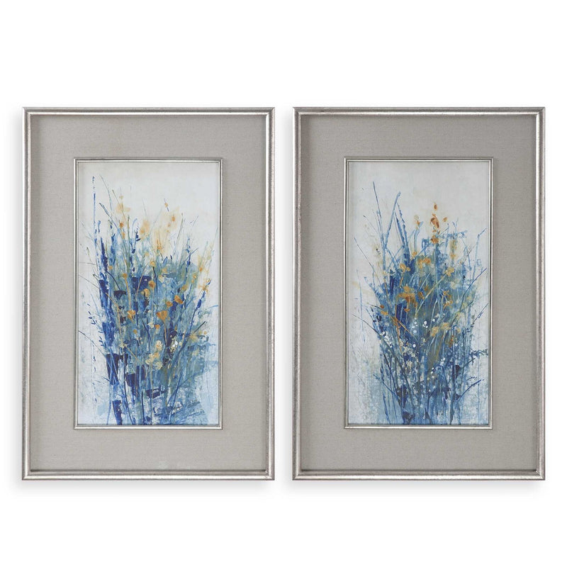 Indigo Florals - Framed Art (Set of 2) - Blue