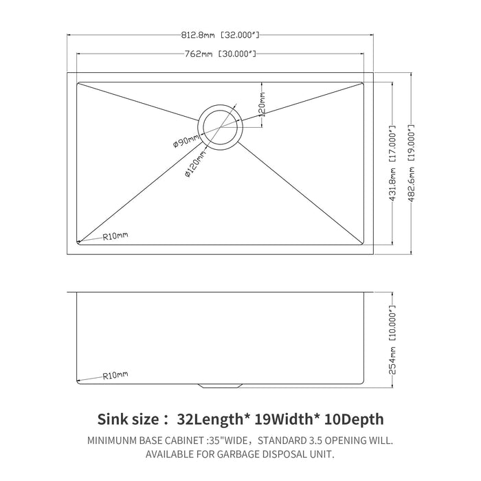 Modern Undermount Stainless Steel Kitchen Sink 16 Gauge, Deep Single Bowl