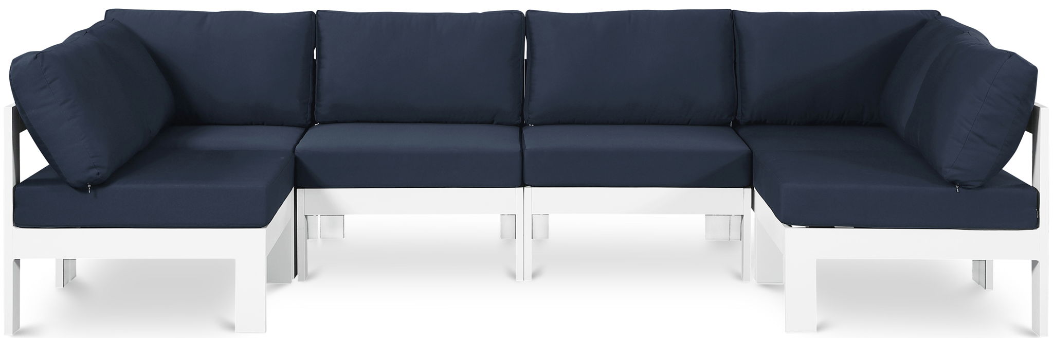 Nizuc - Outdoor Patio 6 Piece Modular Sectional With White Frame