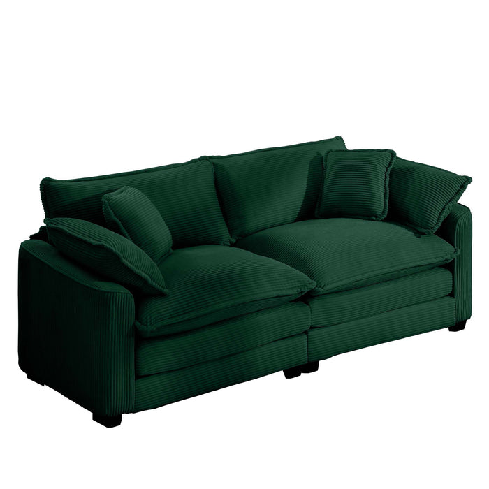 Modern 2 Seater With 4 Pillows, Upholstered Deep Seating Loveseat