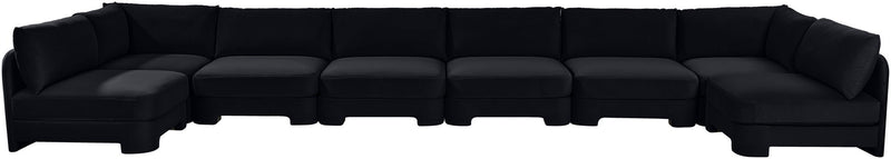 Hammond - Velvet Performance Fabric Upholstered 8 Piece U-Shaped Armless Sectional - Beige