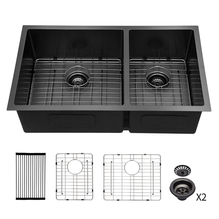 Modern Double Bowl Undermount Kitchen Sink 50 / 50 Design Stainless Steel