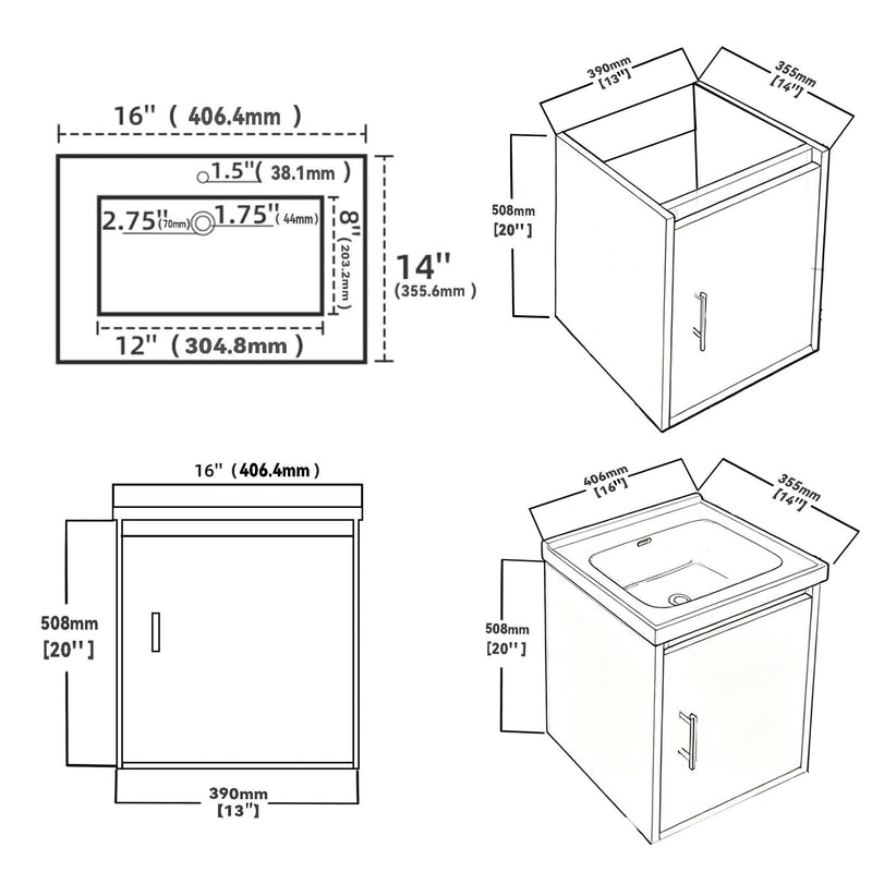 Floating Bathroom Vanity Combo, Wall Mounted Cabinet With Sink & Soft Close Doors For Small Bathrooms