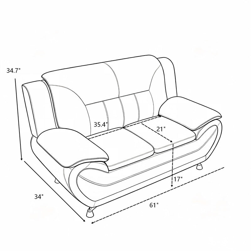 3 Piece Sofa Set, Upholstered Living Room Furniture - Camel
