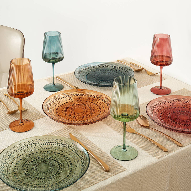 Glass Hobnail Colored Plates | Set of 6 Plate 10.6"D