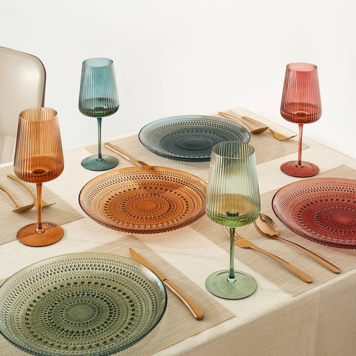 Glass Hobnail Colored Plates | Set of 6 Plate 10.6"D