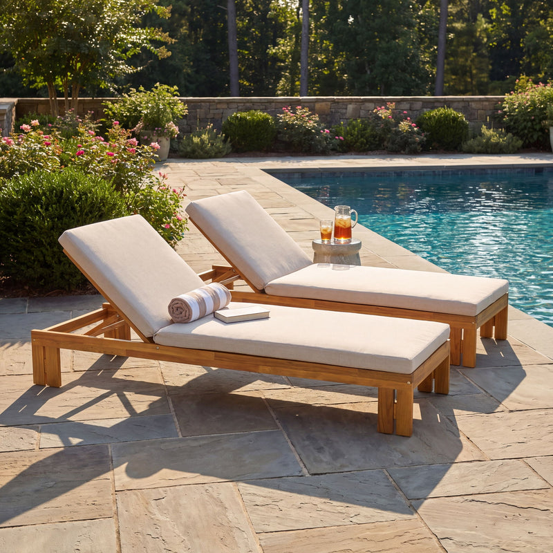 Outdoor Chaise Lounge With 5 Position Adjustable Backrest
