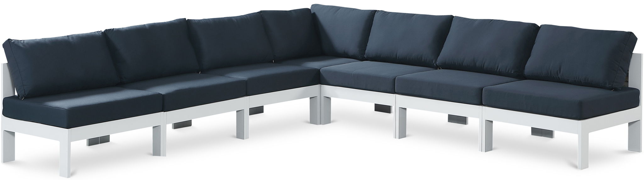 Nizuc - Outdoor Patio 7 Piece Modular Sectional With White Frame