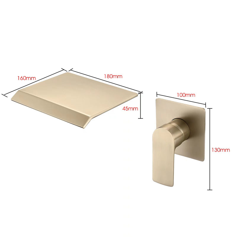 Wall Mount Bathtub Faucet With Waterfall Tub Spout And Single Handle Stainless Steel