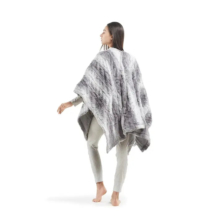 Heated Wrap Faux Fur Wearable Blanket Electric Throw