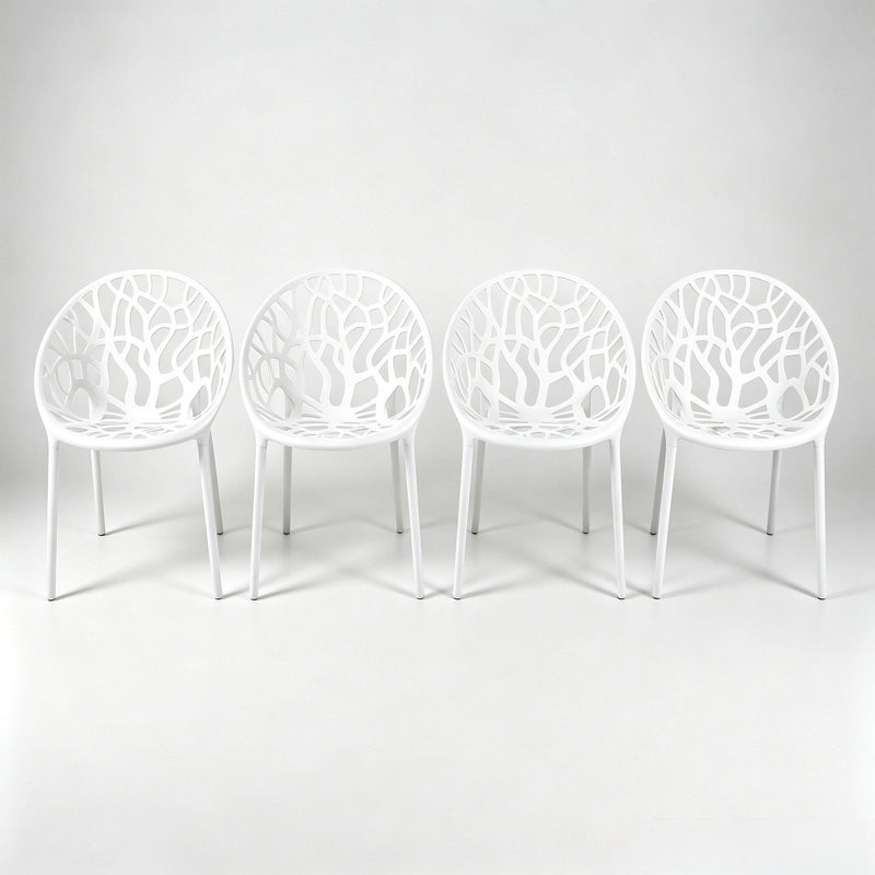 Dining Chair, Transparent Shell Design For Home (Set of 4) - White