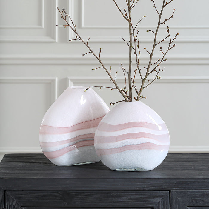 Blush - Swirl Glass Vases (Set of 2)