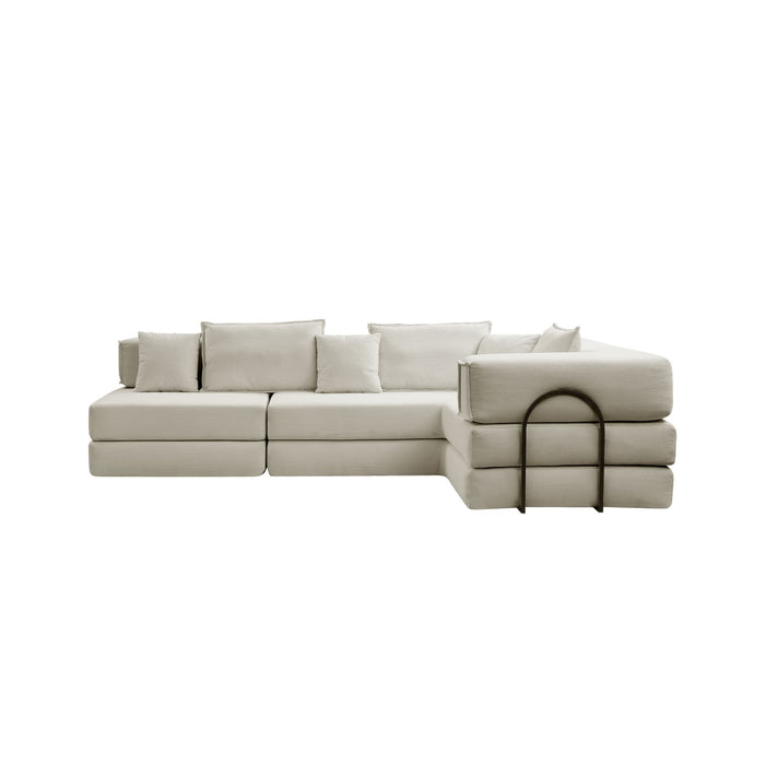 Modular L Shaped Floor Living Room Sofa Set With 6 Pillows