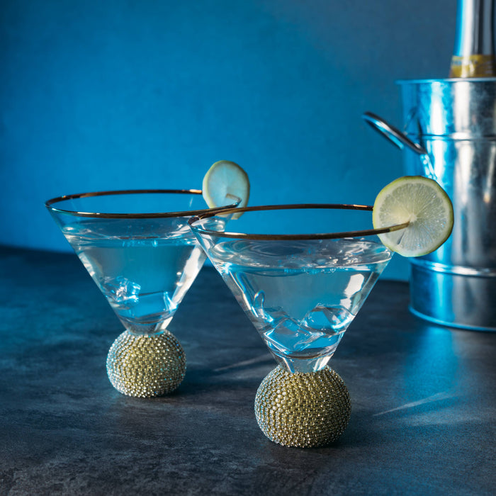 Diamond Rhinestone Martini Glasses | Set of 2