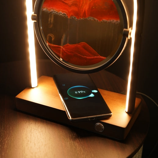 Moving Sand Led Desk Lamp with Wireless Charger