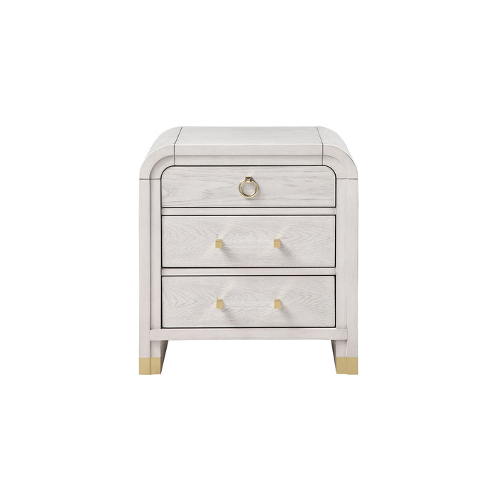Malco - Nightstand With Spacious Drawer And Gold Metal Fluted Detailing - Black White
