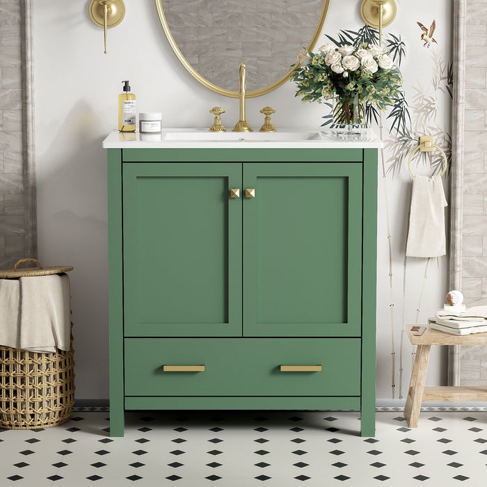 Bathroom Vanity With Single Sink, Combo Cabinet Undermount Sink, Bathroom Storage Cabinet With 2 Doors And A Drawer, Soft Closing, Multifunctional Storage, Solid Wood Frame