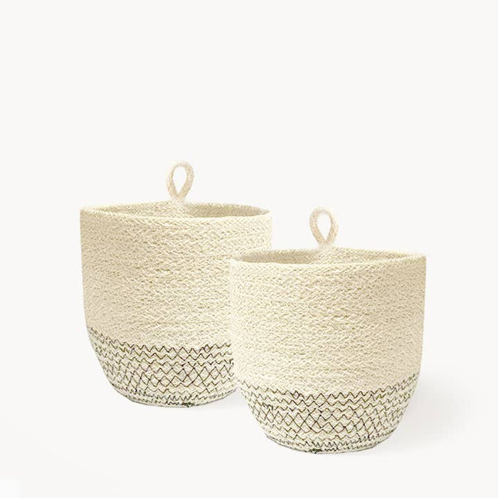 Handwoven Wall Basket | Amari Loop Bin | Black |Set of 2